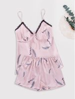 Fashion Sexy Summer Plus Size Nightdress Suspender Shorts Suit Ice Silk Pajamas For Ladies sku image 6