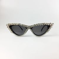Retro Fashion Inlaid Rhinestone Cat Eye Frame Sunglasses Wholesale Nihaojewelry sku image 1