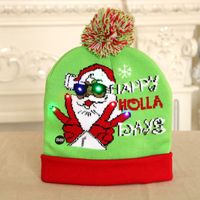 New  Knitted Woolen Colorful Luminous Knitted  Christmas Hat sku image 1
