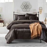 Wholesale Simulation Silk Solid Color Brushed Pillowcase Quilt Cover Bedding Set Nihaojewelry sku image 3