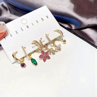 Yakemiyou Simple Style Flower Copper Inlaid Zircon Artificial Gemstones Earrings main image 5