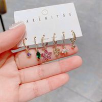 Yakemiyou Simple Style Flower Copper Inlaid Zircon Artificial Gemstones Earrings main image 2