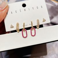 Yakemiyou Simple Style Geometric Copper Artificial Gemstones Earrings main image 1