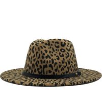 Retro Leopard Print Flat Brim Big Edge Woolen Top Hat Wholesale Nihaojewelry main image 6