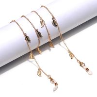 Fashion Simple Golden Copper Leaf-shaped Glasses Chain Wholesale Nihaojewelry main image 4