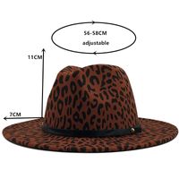 Retro Leopard Print Flat Brim Big Edge Woolen Top Hat Wholesale Nihaojewelry sku image 3