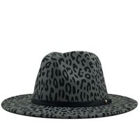 Retro Leopard Print Flat Brim Big Edge Woolen Top Hat Wholesale Nihaojewelry sku image 4