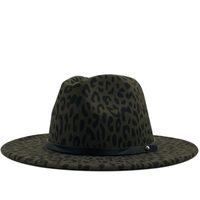Retro Leopard Print Flat Brim Big Edge Woolen Top Hat Wholesale Nihaojewelry sku image 6