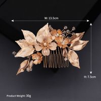 Fashion New  Bride High-end Hair Accessories Layered Creative Hair Comb Golden Flowers Hand-combed  Veil Accessories  Wholesale sku image 1
