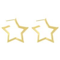Metal Simple Hollow Five-pointed Star Love Stud Earrings sku image 1