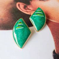 Fashion Geometric Flower Green Fan-shaped Earrings sku image 20