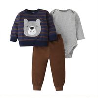 Wholesale Cartoon Dragon Long-sleeved Children's Sweater Striped Romper Trousers Three-piece Set Nihaojewelry sku image 13