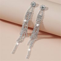 Wholesale Jewelry Long Rhinestones Tassels Earrings Nihaojewelry main image 2