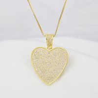 Wholesale Jewelry Full Diamond Heart-shaped Pendant Copper Inlaid Zircon Necklace Stonihaojewelry main image 3