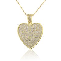 Wholesale Jewelry Full Diamond Heart-shaped Pendant Copper Inlaid Zircon Necklace Stonihaojewelry sku image 1