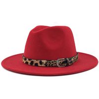 Fashion Leopard Belt Woolen Jazz Hat Wholesale Nihaojewelry sku image 1