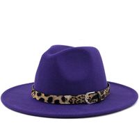 Fashion Leopard Belt Woolen Jazz Hat Wholesale Nihaojewelry sku image 5