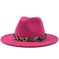 Fashion Leopard Belt Woolen Jazz Hat Wholesale Nihaojewelry sku image 12