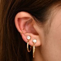 Simple C-shape Copper Ear Clip Combination Wholesale Nihaojewelry main image 2