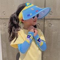 Children's Cartoon Empty Top Sunscreen Sun Hat Ice Sleeve Suit Uv Protection Hat sku image 9