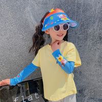 Children's Cartoon Empty Top Sunscreen Sun Hat Ice Sleeve Suit Uv Protection Hat sku image 10