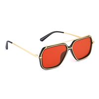 Fashion Wide Frame Metal Sunglasses Wholesale sku image 18