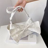 Bowknot Solid Color Pearl Chain Folds Single Shoulder Messenger Underarm Bag Wholesale Nihaojewelry main image 2