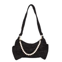 Bowknot Solid Color Pearl Chain Folds Single Shoulder Messenger Underarm Bag Wholesale Nihaojewelry main image 6