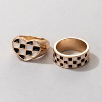 Wholesale Jewelry Simple Plaid Checkerboard Snake Shape 2-piece Ring Nihaojewelry sku image 4
