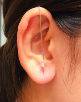 Embedded Diamond Simple Piercing Ear Needles Lightning Leaf Diagonal Stud Earrings sku image 5