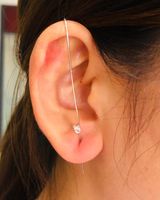 Embedded Diamond Simple Piercing Ear Needles Lightning Leaf Diagonal Stud Earrings sku image 6