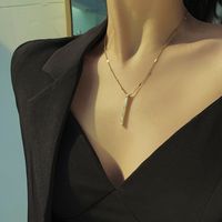 Simple Stainless Steel White Shell Rectangular Pendant Necklace Wholesale Nihaojewelry main image 3