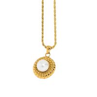 18k Gold Stainless Steel Croissant Natural Shell Pendant Pearl Necklace Wholesale Nihaojewelry main image 6