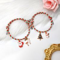 الجملة مجوهرات عيد الميلاد شجرة سانتا كلوز الأيائل مغناطيس أساور زوج مجموعة Nihaojewelry main image 1