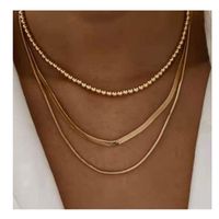 Simple Golden Round Beads Snake Bone Chain Three-layer Necklace Wholesale Nihaojewelry main image 2