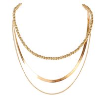 Simple Golden Round Beads Snake Bone Chain Three-layer Necklace Wholesale Nihaojewelry main image 3
