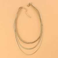Simple Golden Round Beads Snake Bone Chain Three-layer Necklace Wholesale Nihaojewelry main image 4