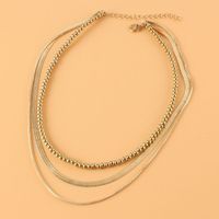 Simple Golden Round Beads Snake Bone Chain Three-layer Necklace Wholesale Nihaojewelry main image 5