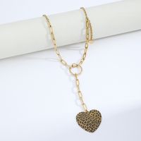 Wholesale Jewelry Heart Leopard Print Pendant Stainless Steel Necklace Nihaojewelry main image 5