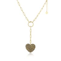 Wholesale Jewelry Heart Leopard Print Pendant Stainless Steel Necklace Nihaojewelry main image 6