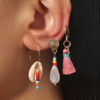 Bohemian Tassel Shell Woven Beads Pearl Earrings Set Wholesale Nihaojewelry main image 2