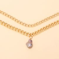 Retro Stacking Multilayer Aluminum Chain Irregular Pearl Necklace Wholesale Nihaojewelry main image 4