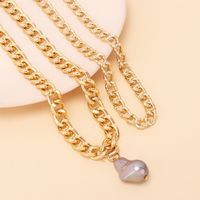 Retro Stacking Multilayer Aluminum Chain Irregular Pearl Necklace Wholesale Nihaojewelry main image 5