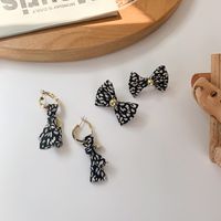 Wholesale Jewelry Fabric Leopard Bow Pendant Earrings Nihaojewelry main image 2