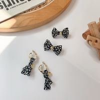 Wholesale Jewelry Fabric Leopard Bow Pendant Earrings Nihaojewelry main image 3