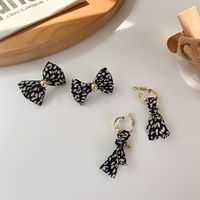 Wholesale Jewelry Fabric Leopard Bow Pendant Earrings Nihaojewelry main image 4