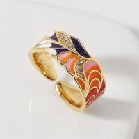 Korean Copper Inlaid Zirconium Dripping Open Creative Color Ring Wholesale Nihaojewelry main image 5