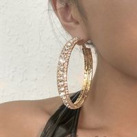 Simple Full Diamond Geometric Hoop Earrings Wholesale Nihaojewelry main image 1
