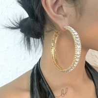 Simple Full Diamond Geometric Hoop Earrings Wholesale Nihaojewelry main image 6