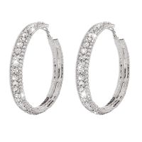 Simple Full Diamond Geometric Hoop Earrings Wholesale Nihaojewelry main image 3